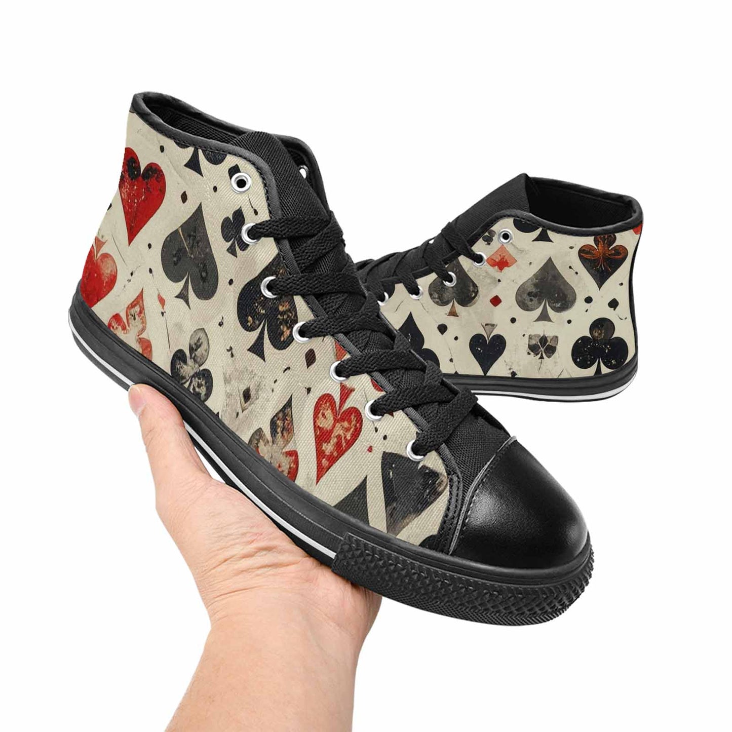 MEN'S Playing Card Suit High Top Canvas Wallpaper Art Shoes
