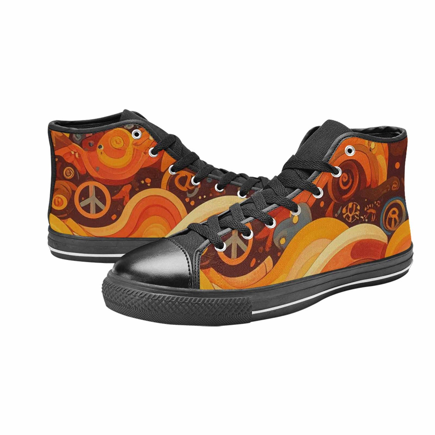 MEN'S Groovy 70S Peace High Top Canvas Surreal Custom Sneakers