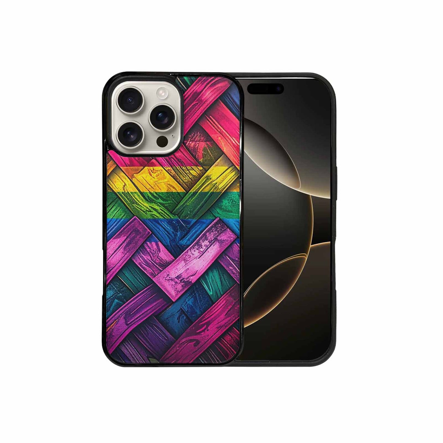 iPhone 16 Pro Max Case — Polysexual Flag Color Theme Small Rainbow, Custom Printed Phone Case