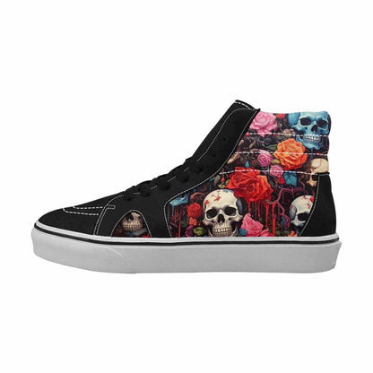 MEN'S Skulls Roses Melting Skulls High Top Canvas Surreal Custom Shoes