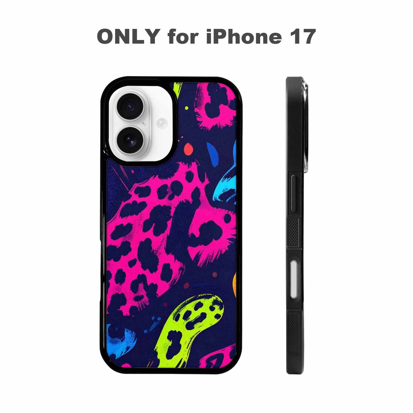 iPhone 17 Case — Leopard Print Neon Animal Print, Customized Protective Case