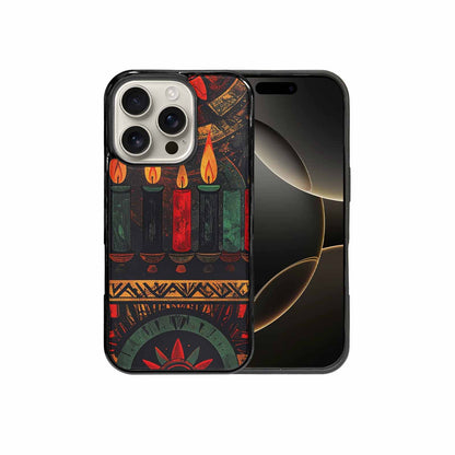 iPhone 16 Pro Case — Kwanzaa Kinara Pattern Seamless Repeat African, Personalized Phone Case