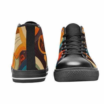 WOMEN'S Groovy 70S Peace High Top Canvas Wallpaper Art Shoes