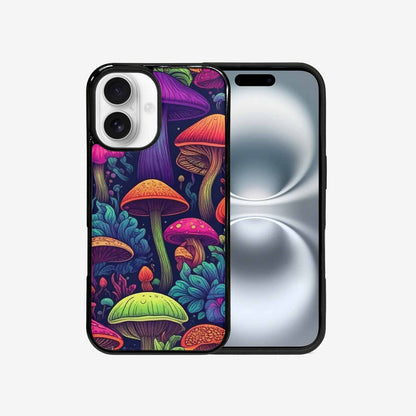 iPhone 16 Case — Mushroom Psychedelic Art Seamless Pattern Vibrant, Custom Art Phone Cover