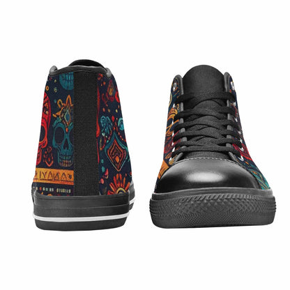 MEN'S Skulls - Tribal-Patterned- High Top Canvas Aesthetic Custom Sneakers