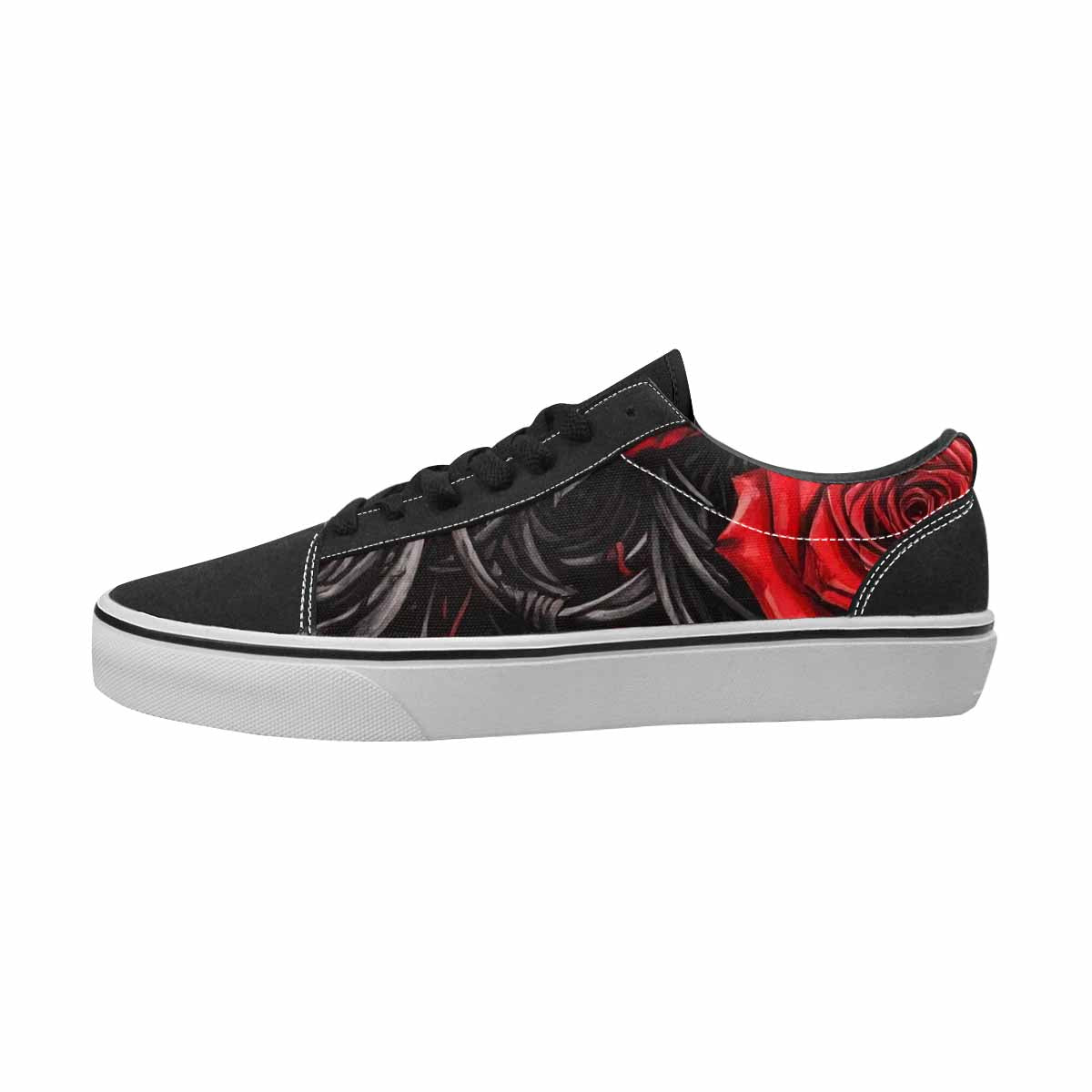 MEN'S Barbed Wire Black & Red Ink Canvas Made To Order Surreal Custom Art Shoes