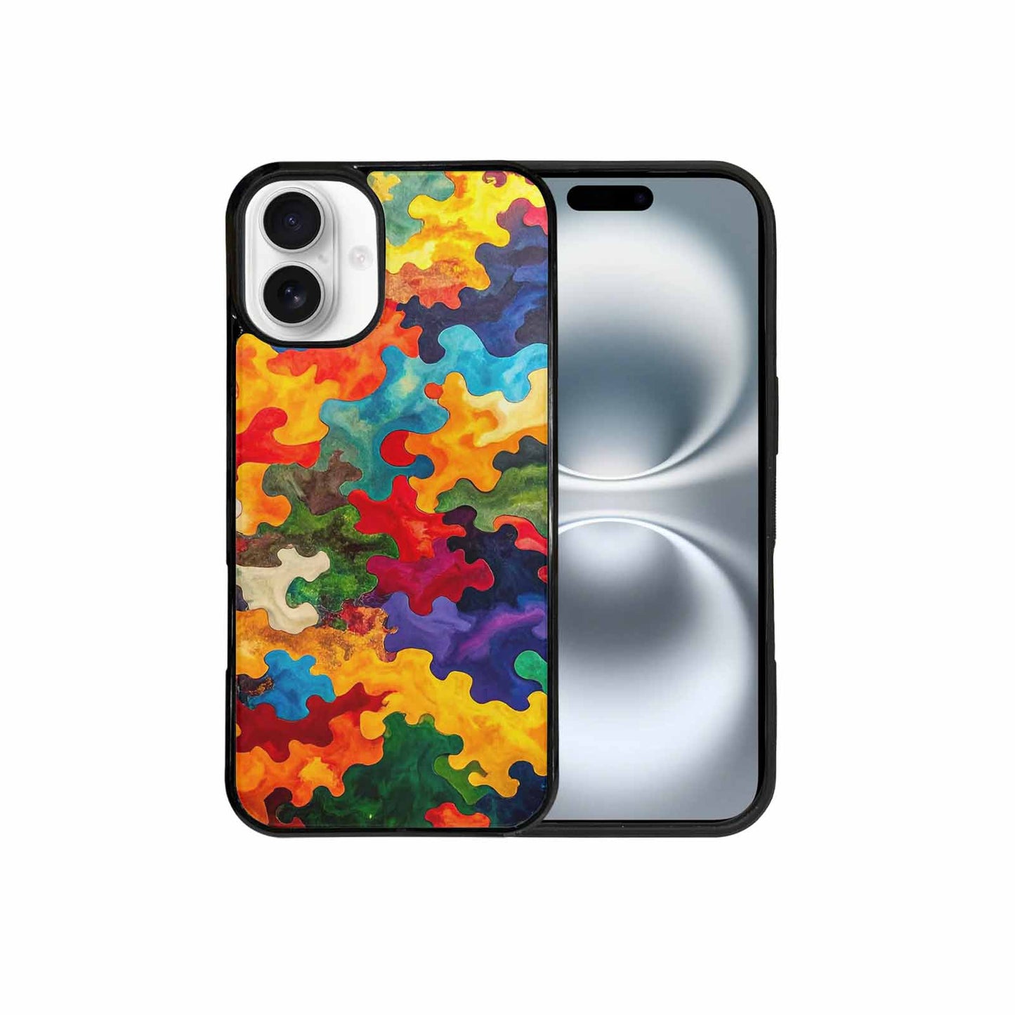iPhone 16 Plus Case — Camo Patches Full Color Vibrant Camo, Customized Protective Case