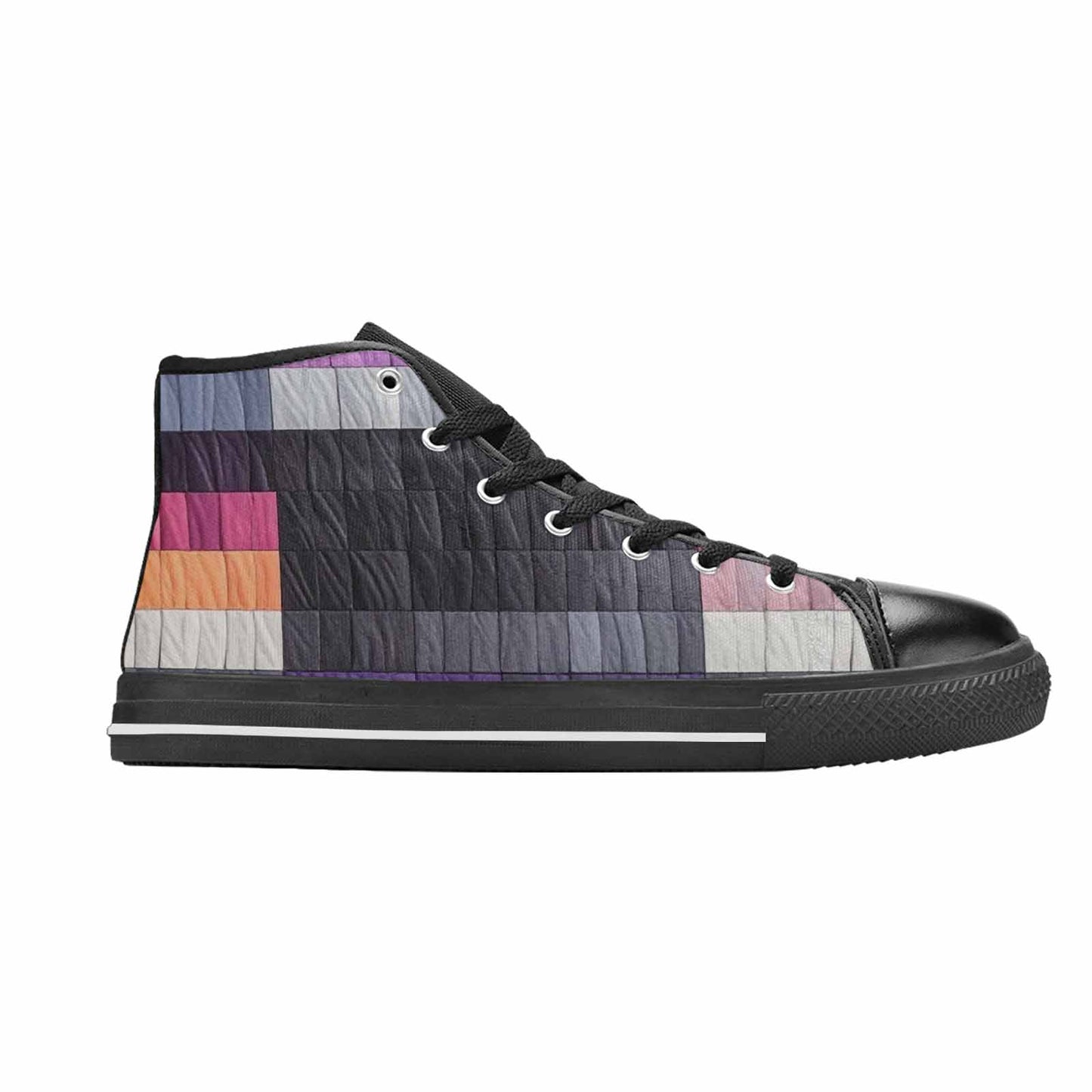 MEN'S Asexual Flag Color High Top Canvas Neon Fantasy Sneakers