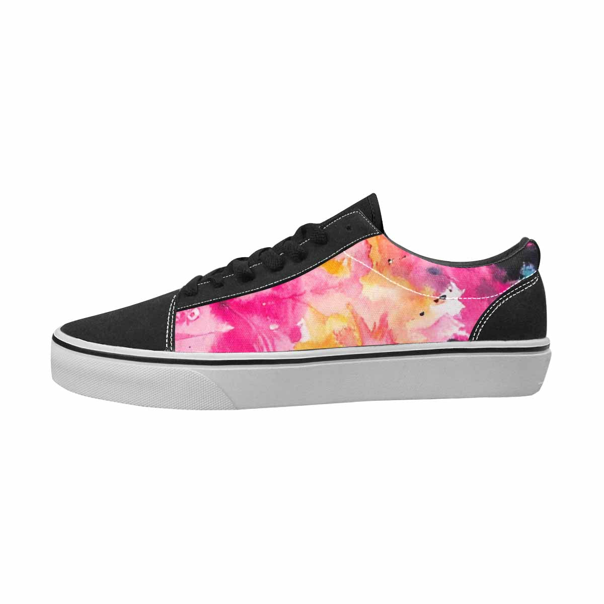 MEN'S Tie Dye Black & Pink Ink Canvas Custom Design Kaleidoscope Original Art Sneakers