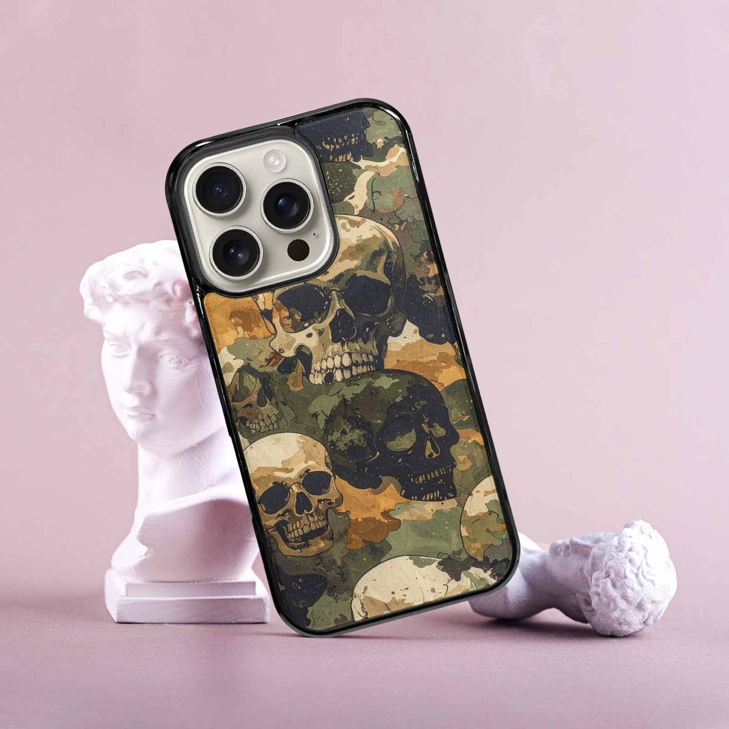 iPhone 16 Pro Case — Military Camo Texture Combined With Distressed, Unique Phone Case Design