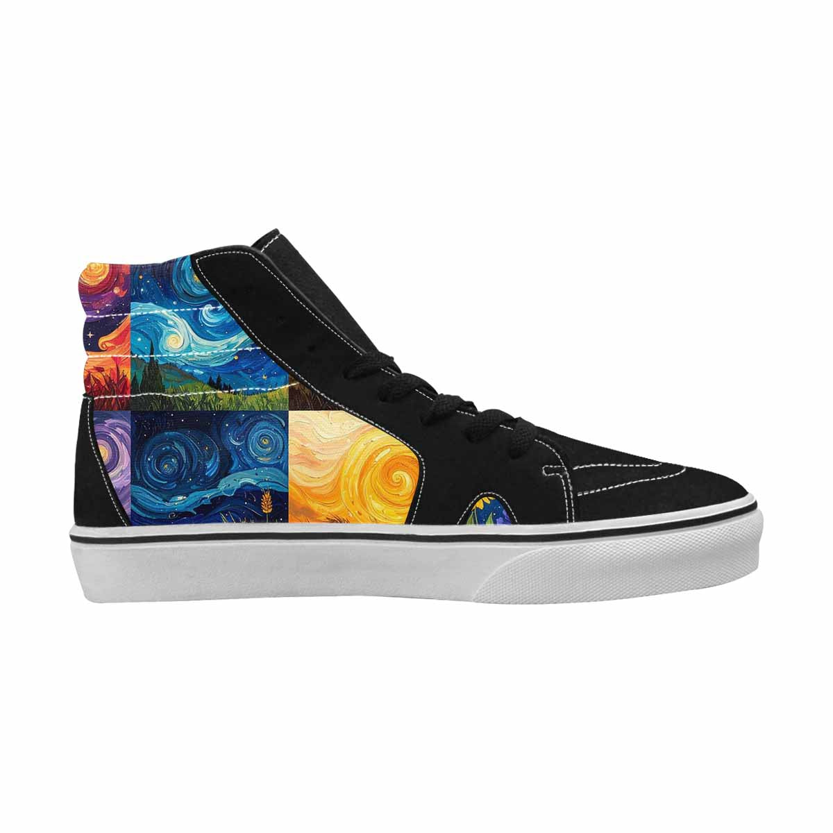 WOMEN'S Van Gogh-Style Swirl High Top Canvas Surreal Shoes