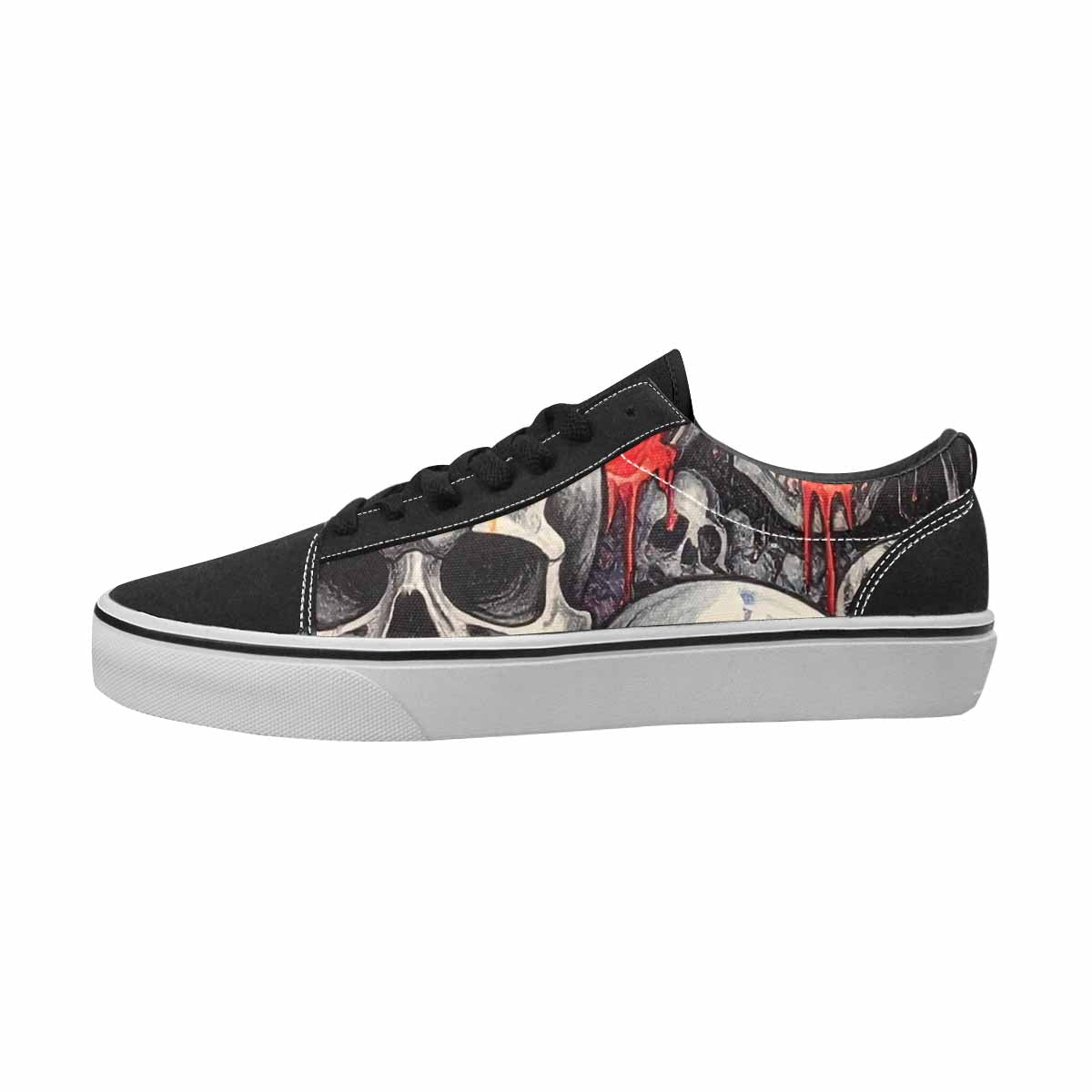 MEN'S Skulls Black & Red Ink Canvas Bold Print Dreamcore All Over Print Shoes