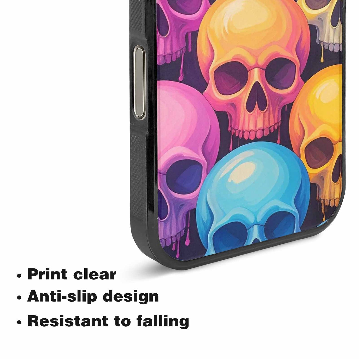 iPhone 16 Pro Case — Dripping Candy Skulls, Customized Protective Case