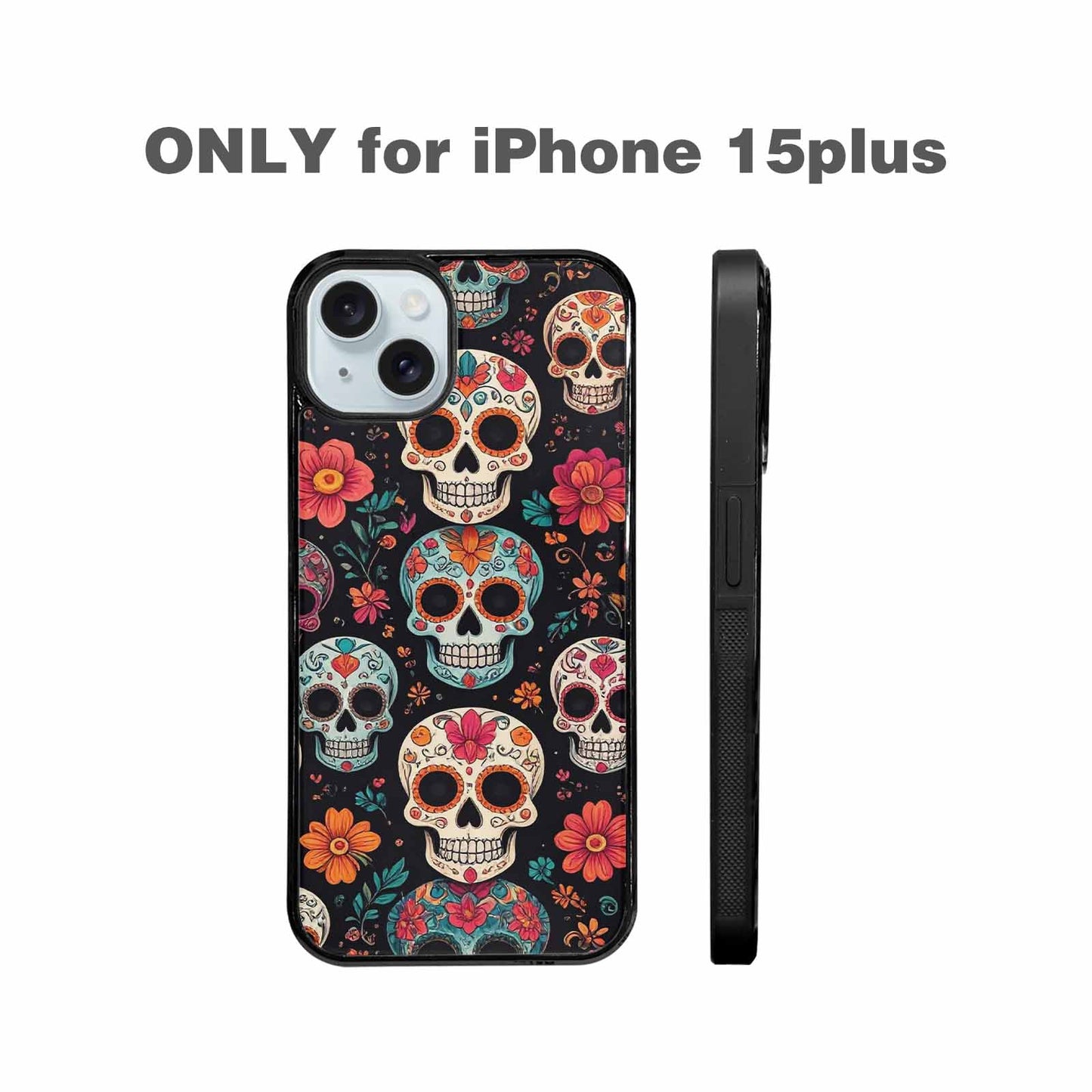 iPhone 15 Plus Case — Smaller Skulls Overlapping Seamless Pattern Of, Custom Printed Phone Case