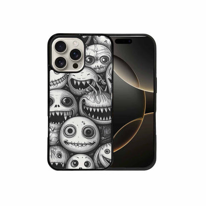 iPhone 16 Pro Max Case — Black And White Monster Face Collage, Unique Phone Case Design