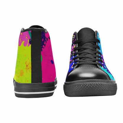 WOMEN'S Neon Paint Splatter High Top Canvas Dreamcore Custom Sneakers