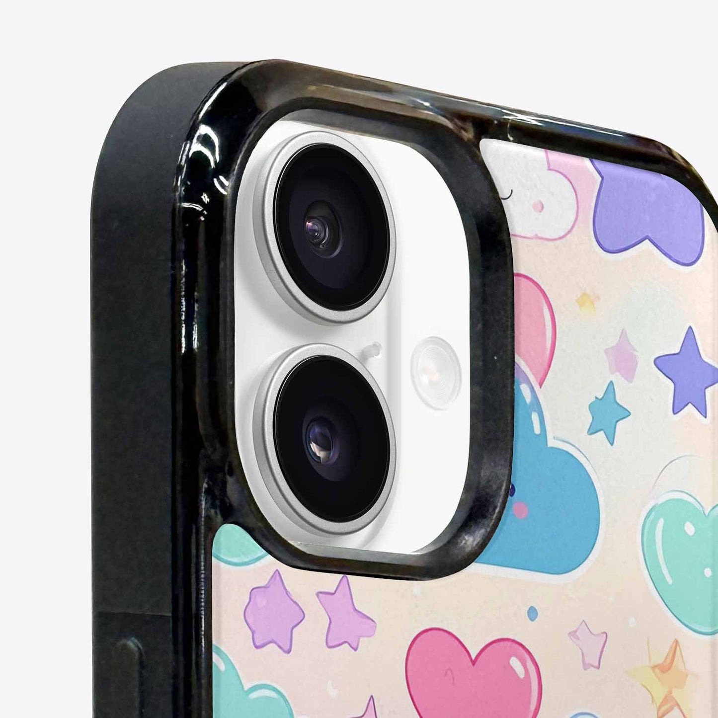 iPhone 16 Case — Cute Kawaii Style Generic Icons Stars, Personalized Phone Case