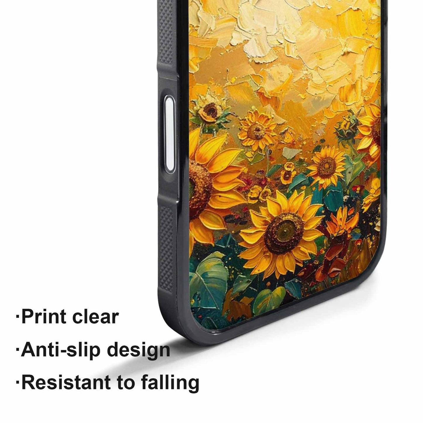 iPhone 17 Pro Case — Impressionist Sunflower Brushstroke Pattern Hundreds Floral, Unique Phone Case Design