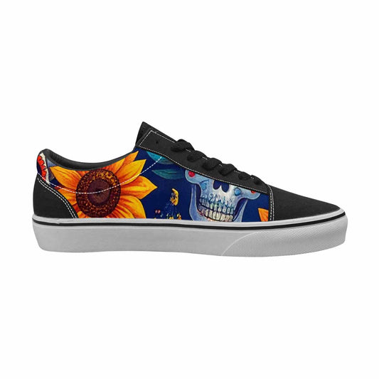 WOMEN'S Sunflower Skulls Print Canvas Lace-Up Vivid Shoes