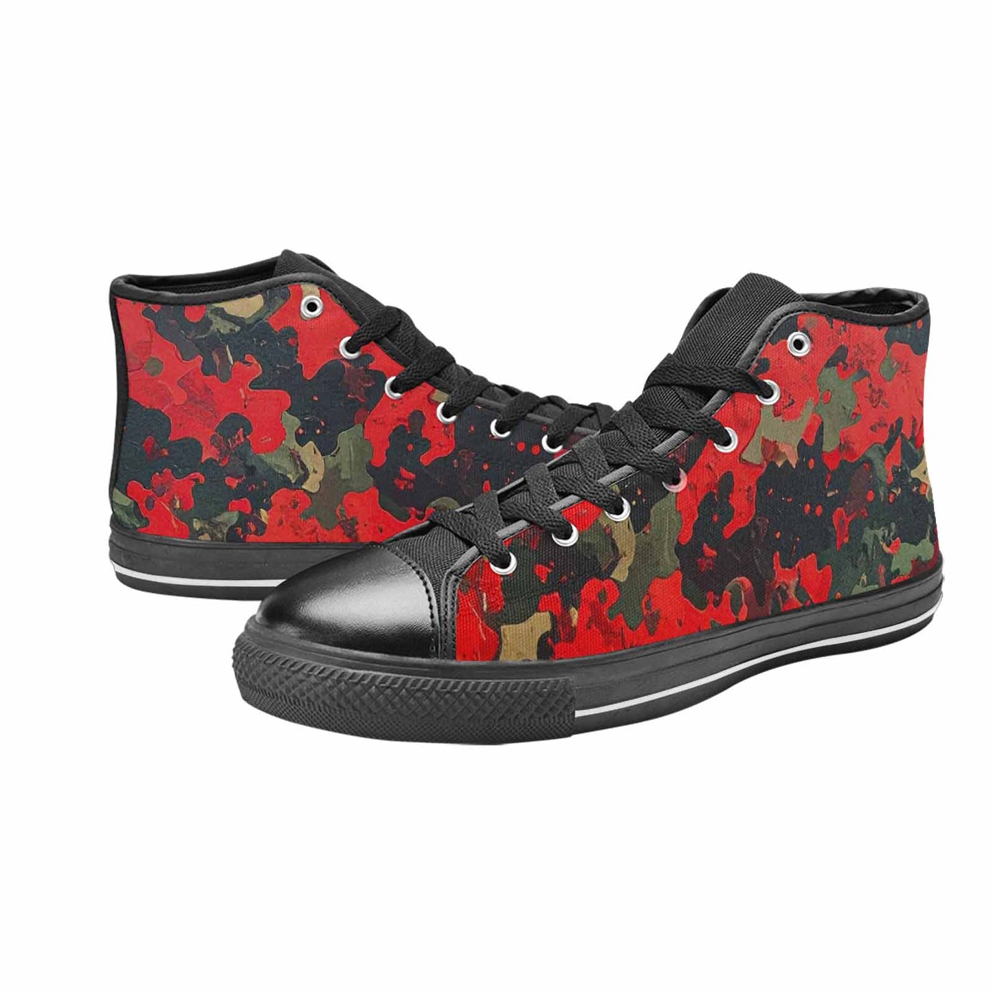 WOMEN'S Military Camouflage Blotch High Top Canvas Wallpaper Art Custom Sneakers