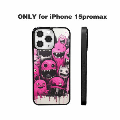 iPhone 15 Pro Max Case — Monsters General Black Pink Ink Cartoon, Unique Phone Case Design
