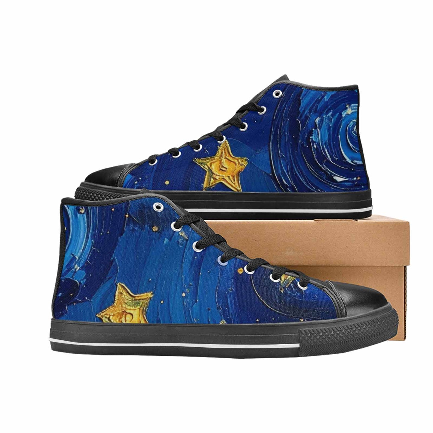 WOMEN'S Starry Night Galaxy High Top Canvas Neon Fantasy Sneakers
