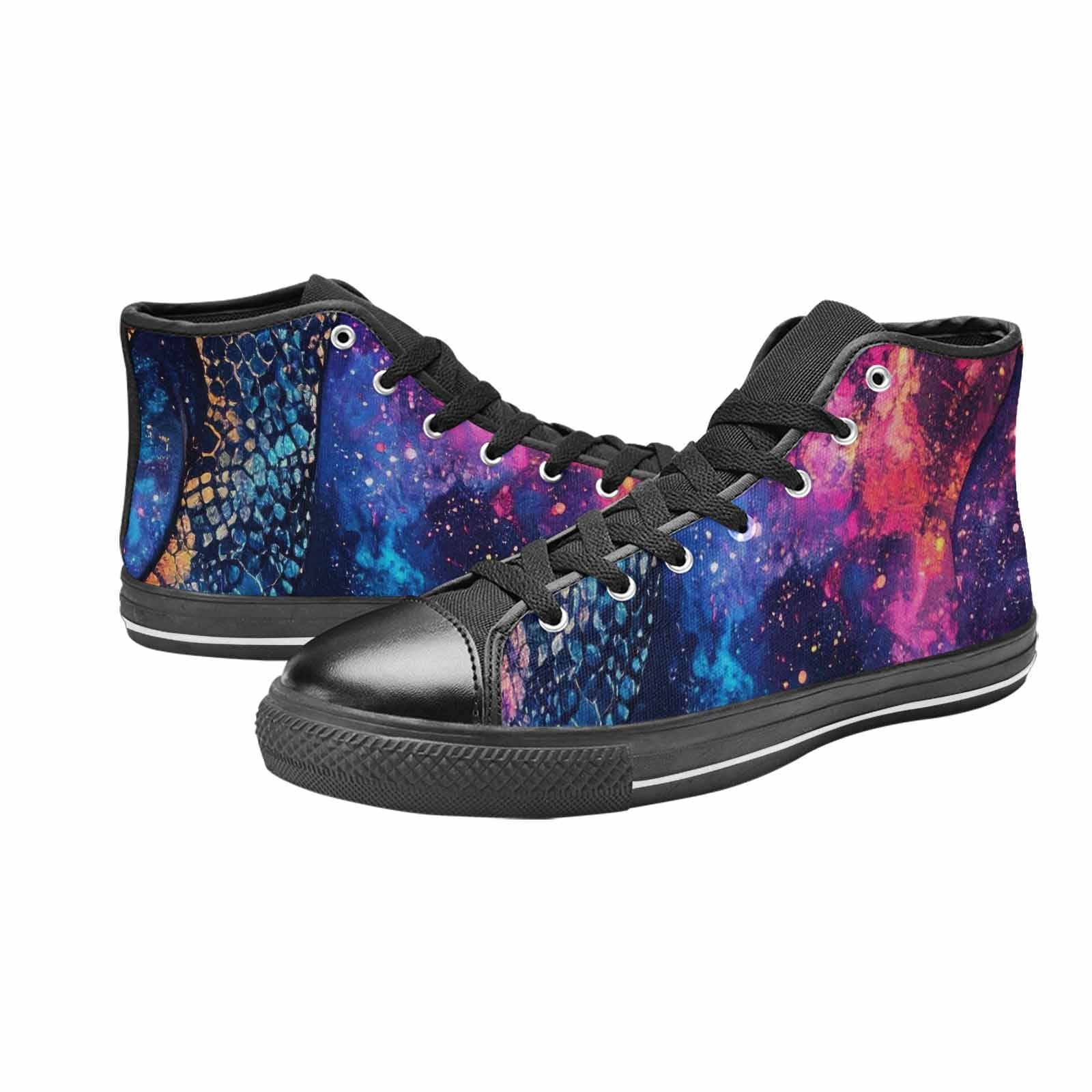 MEN'S Galaxy Snake Print High Top Canvas Vibrant Chaos Shoes