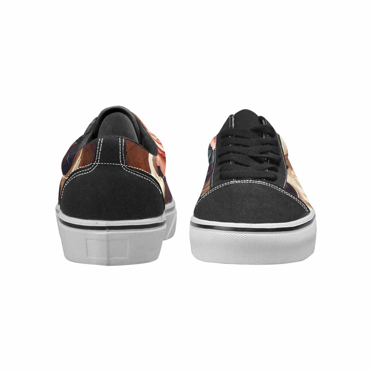 WOMEN'S Skulls Roses Soft Airbrush Canvas Lace-Up Grunge Shoes