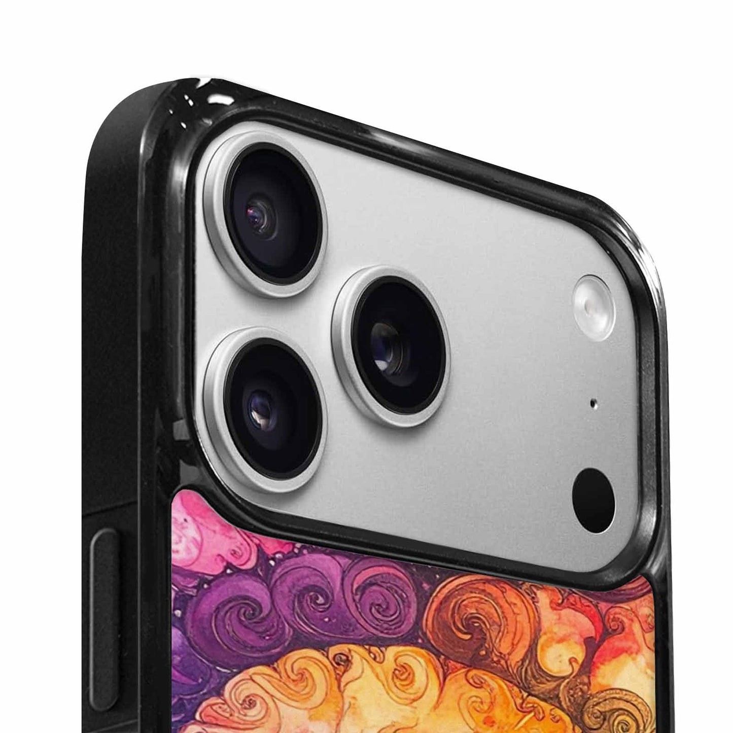iPhone 17 Pro Case — Tie Dye Swirls Black White Tie, Customized Protective Case