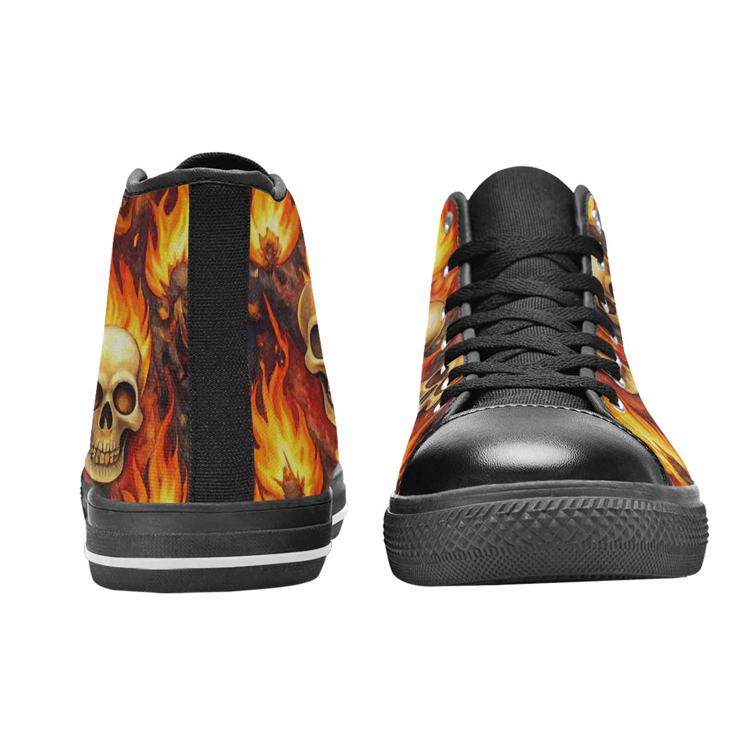 WOMEN'S Skulls - Flaming High Top Canvas Dark Academia Custom Sneakers