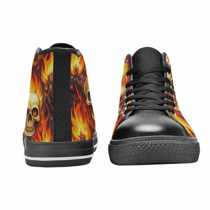 WOMEN'S Skulls - Flaming High Top Canvas Dark Academia Custom Sneakers
