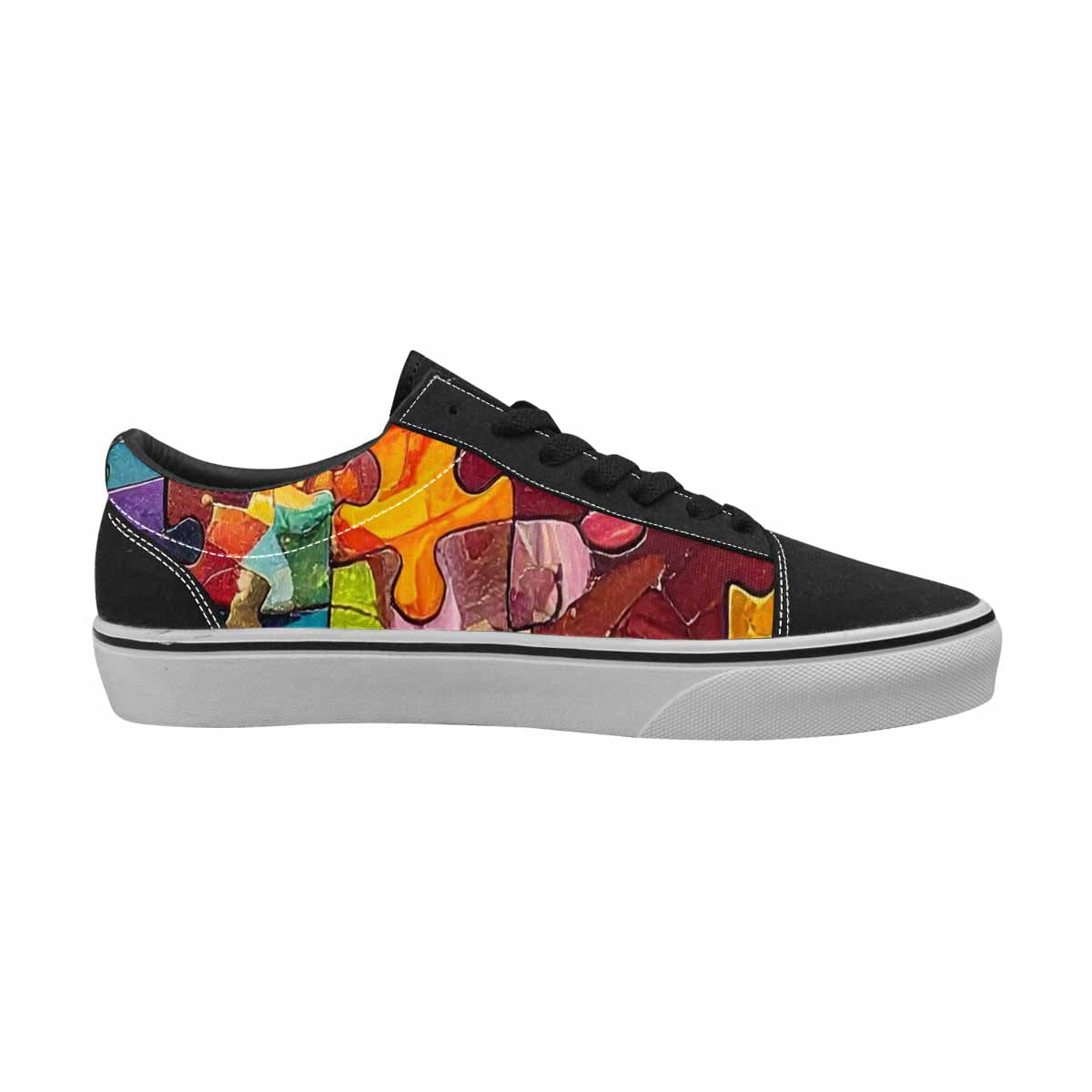 WOMEN'S Autism Puzzle Pieces Lace-Up Canvas Kaleidoscope Custom Sneakers