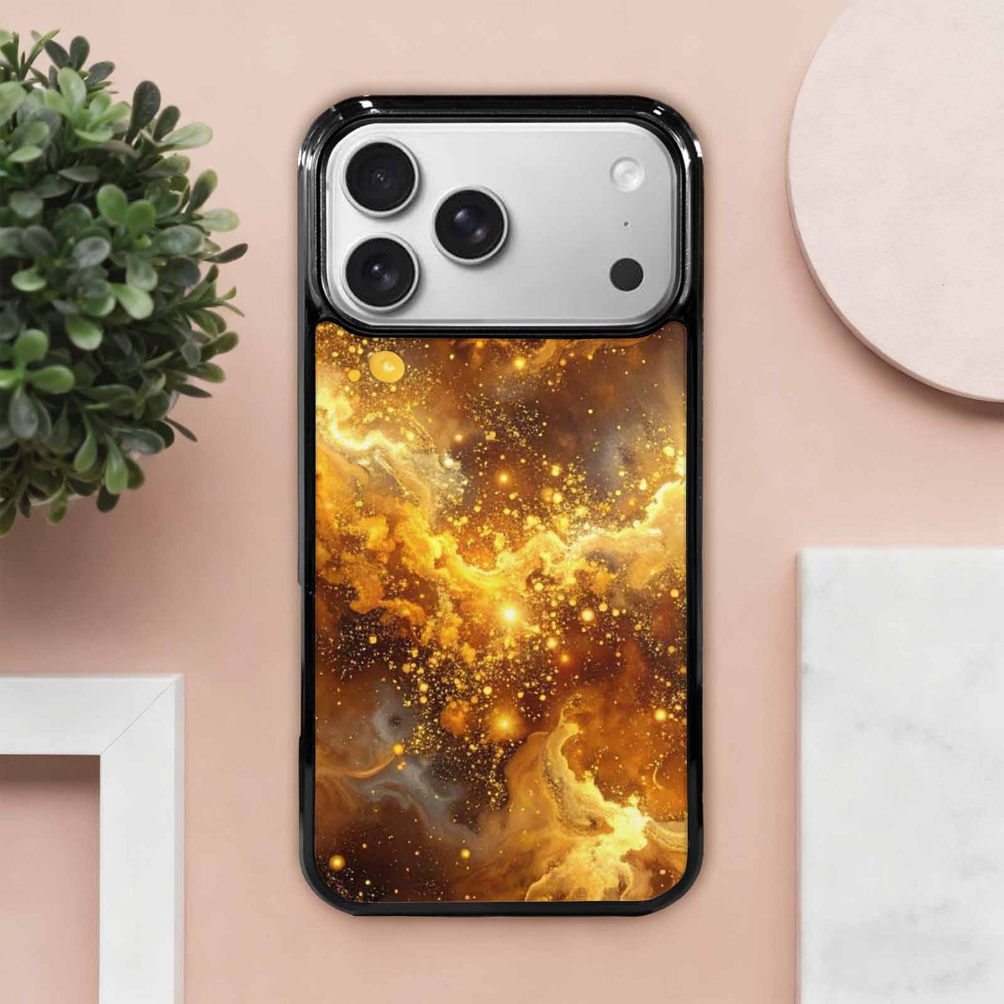 iPhone 17 Pro Max Case — Galaxy Art Golden Cosmic Galaxy Space, Custom Print Case Cover
