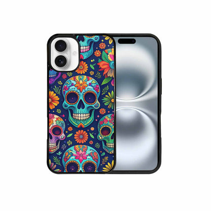 iPhone 16 Plus Case — Rainbow Sugar Skull Weave, Personalized Phone Case