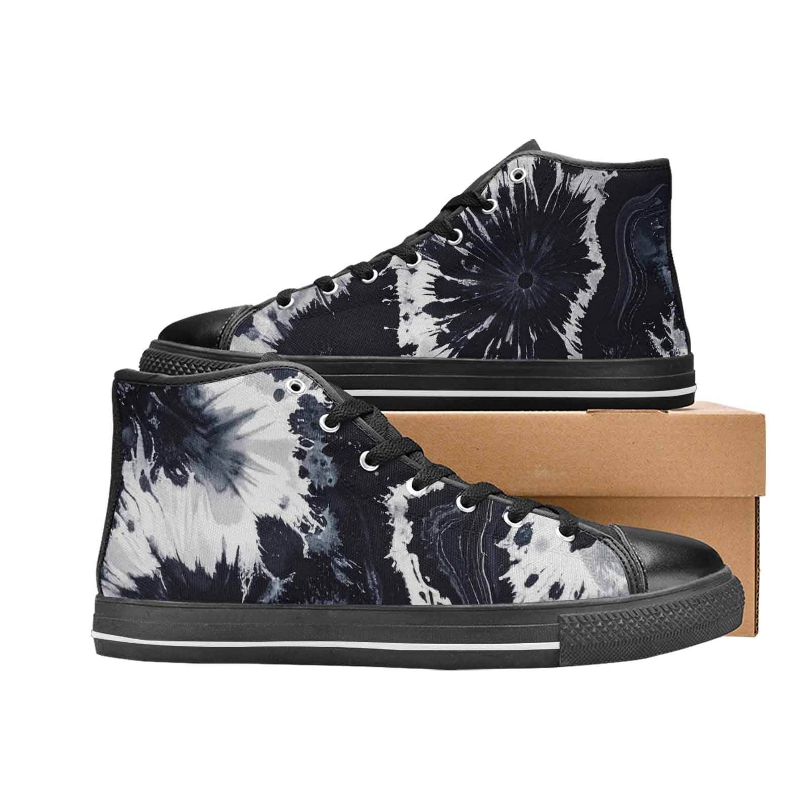 WOMEN'S Black White Animal Print High Top Canvas Dreamcore Custom Shoes