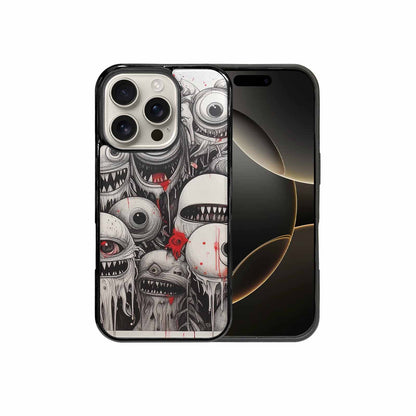 iPhone 16 Pro Case — Multi Eye Monster Black Red Ink, Customized Protective Case