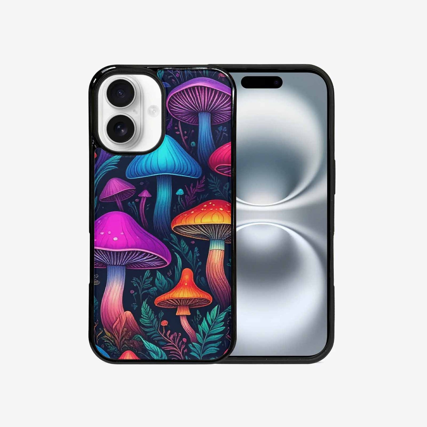 iPhone 16 Case — Mushroom Psychedelic Art Seamless Pattern Vibrant, Custom Art Phone Cover