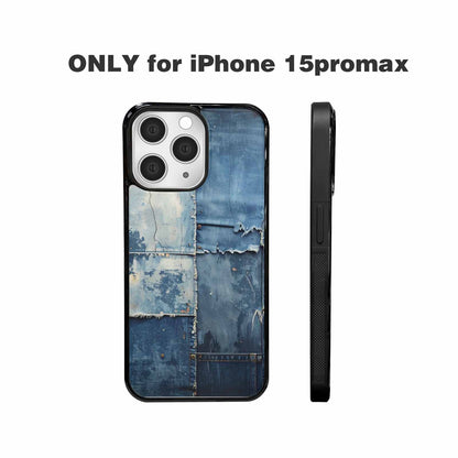 iPhone 15 Pro Max Case — Denim Distressed Textures Print Edge To, Custom Printed Phone Case