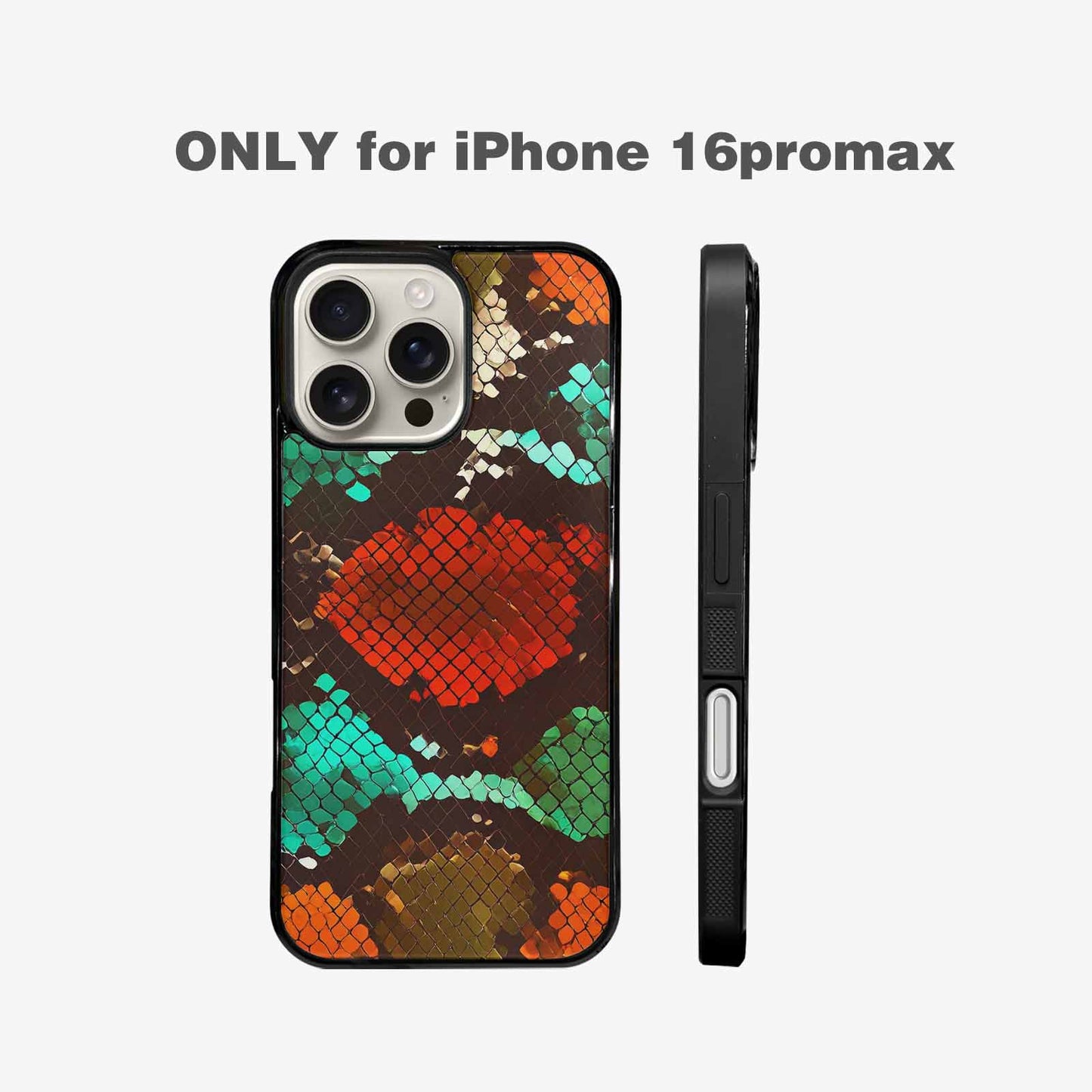 iPhone 16 Pro Max Case — Snake Print Dark Seamless Pattern Vibrant, Custom Designed Case Cover