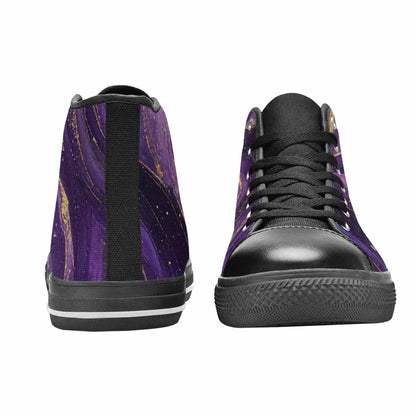 WOMEN'S Starry Night Nebula Brushstroke High Top Canvas Wallpaper Art Shoes
