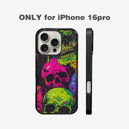 iPhone 16 Pro Case — Vibrant Camo 1000\'s Of Skeletons Neon, Custom Print Case Cover