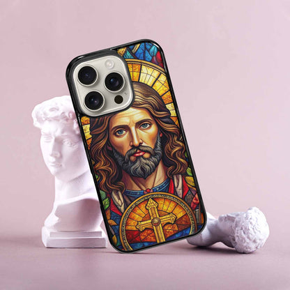 iPhone 16 Pro Case — Jesus Face Small Cross And Faith, Custom Designed Case Cover