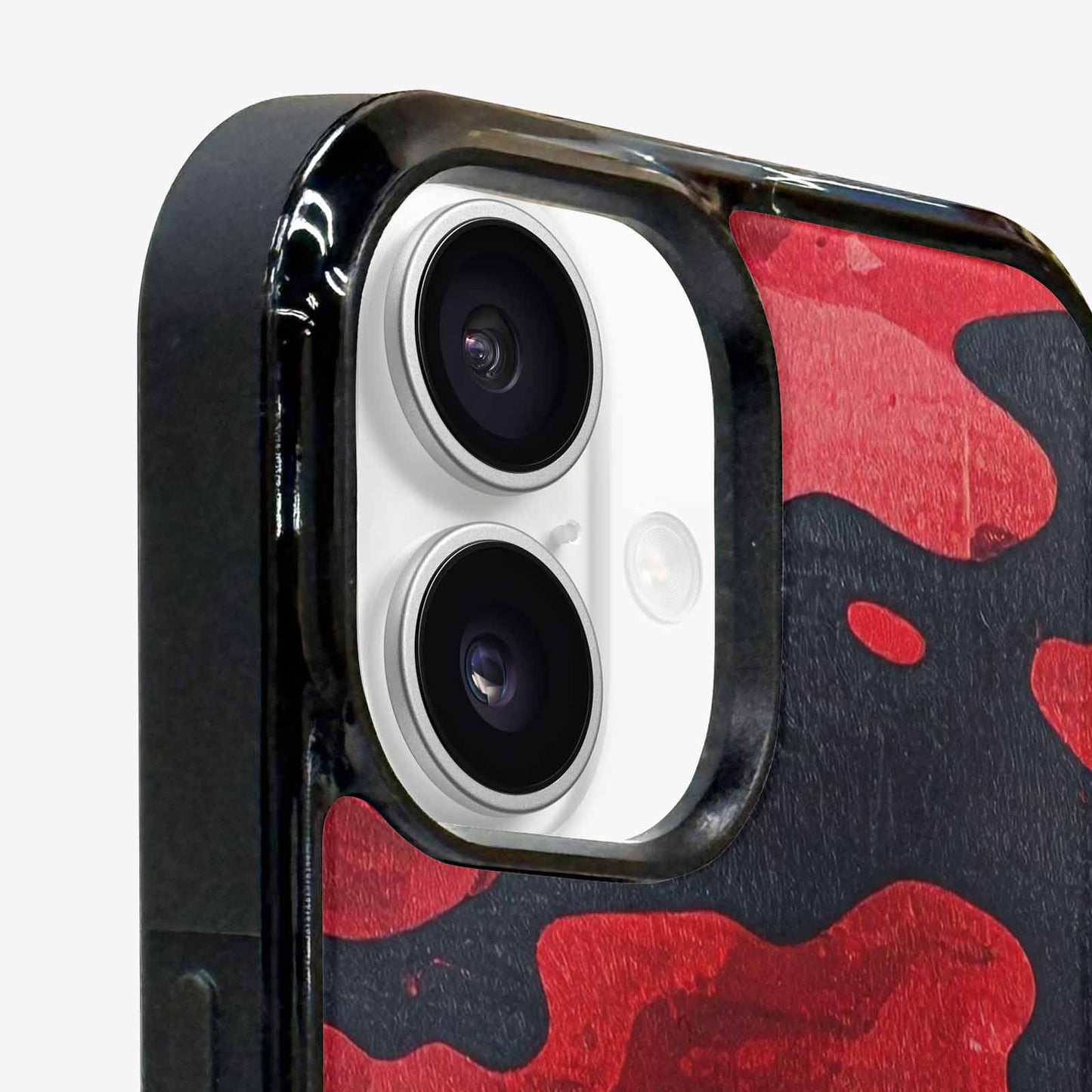 iPhone 16 Case — Tactical Camo Red Black, Original Design Phone Case