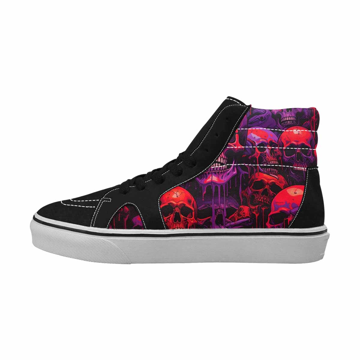 MEN'S Red + Purple Skeletons High Top Canvas Grunge Shoes