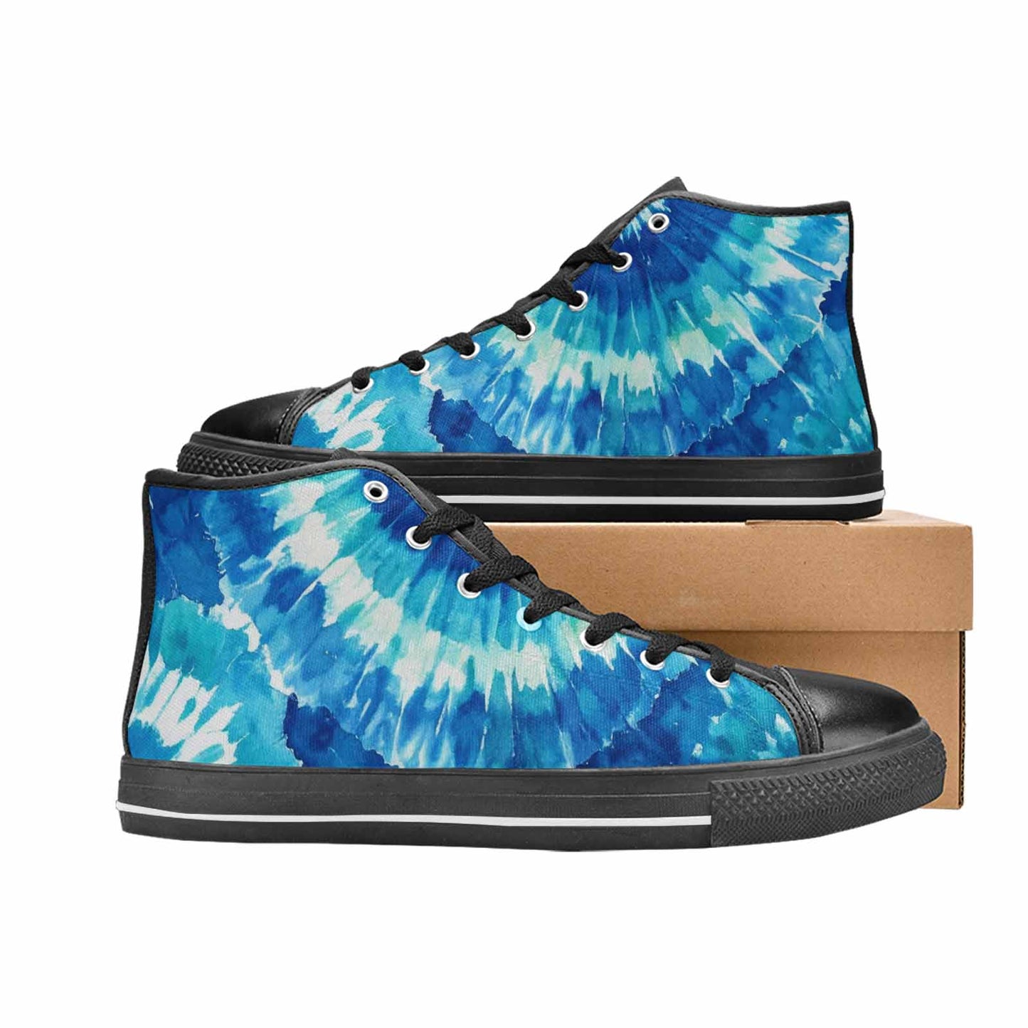 WOMEN'S Tie Dye - High Top Canvas Vibrant Chaos Custom Sneakers