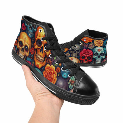MEN'S Skull High Top Canvas Vivid Custom Shoes