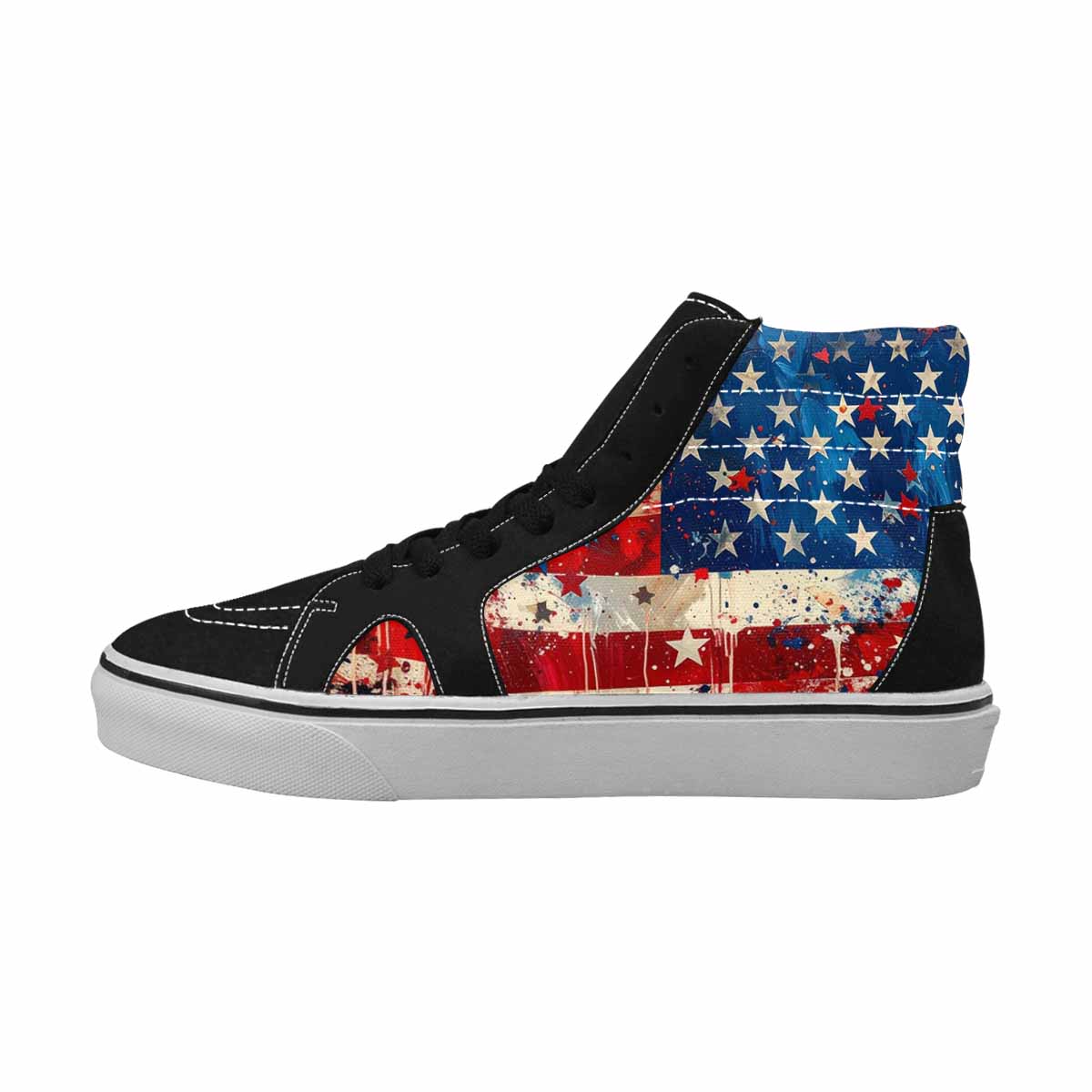 MEN'S Patriotic Stars Stripes High Top Canvas Cottagecore Custom Sneakers