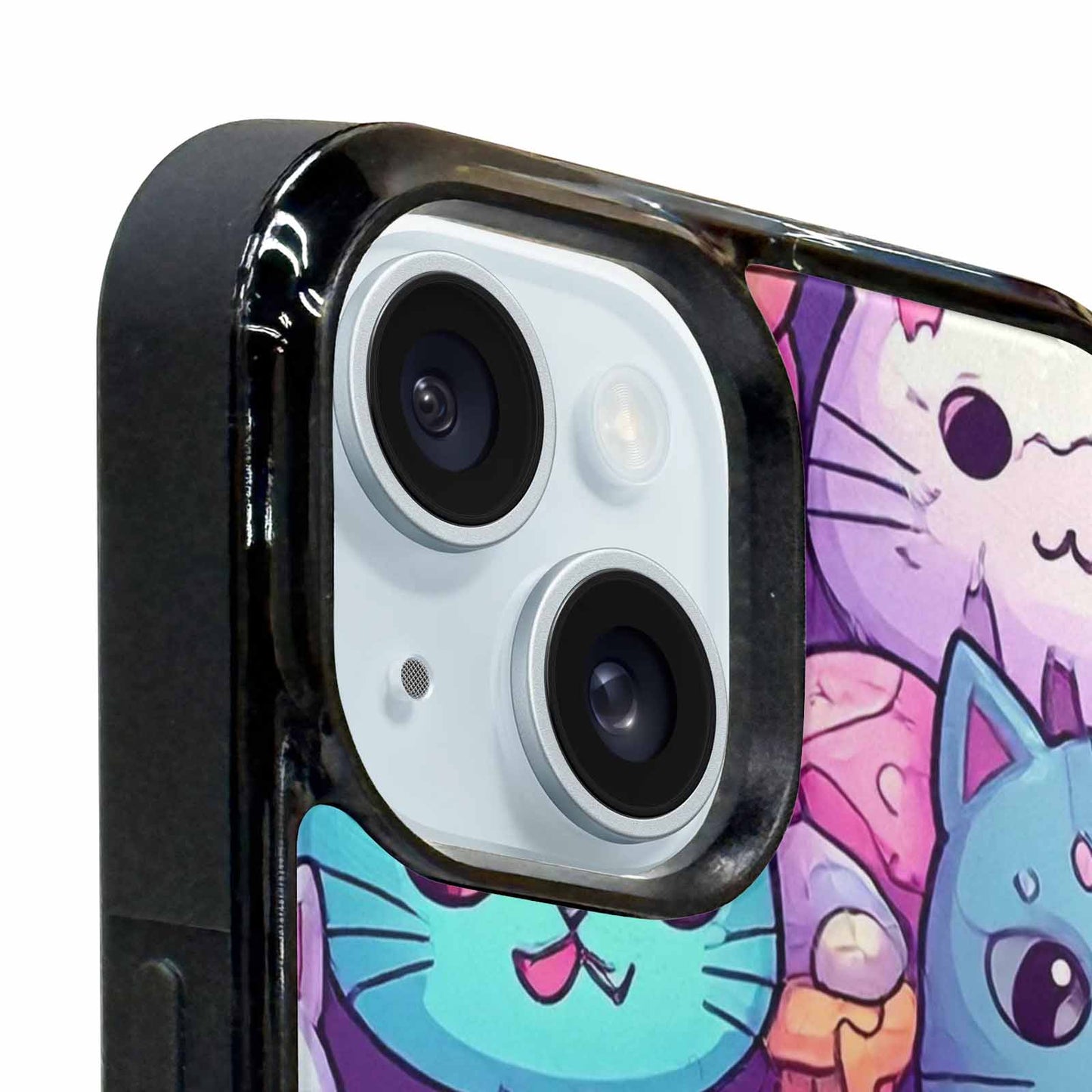 iPhone 15 Plus Case — Pastel Gore Cat Character Pattern Hundreds, Unique Phone Case Design