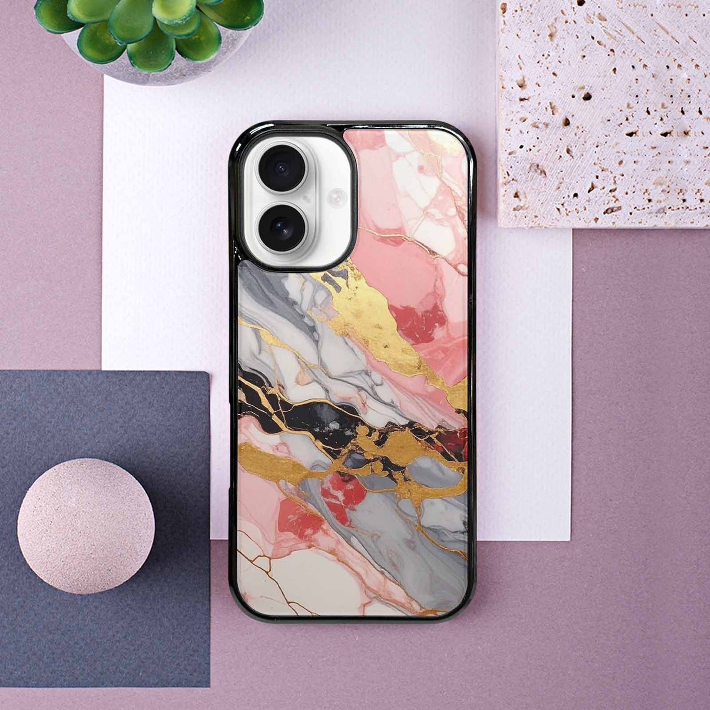 iPhone 16 Case — Marble Vein Marble Veins Pattern Hundreds, Customized Protective Case