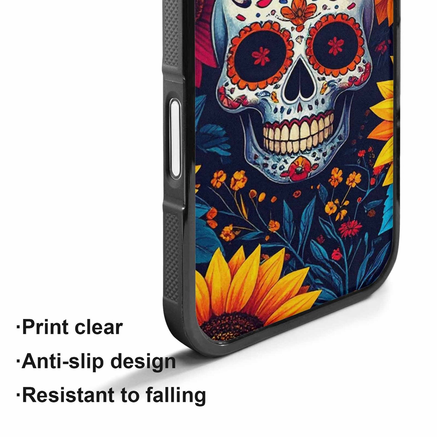 iPhone 17 Case — Sunflower Skulls Print Gothic Skulls, Custom Print Case Cover